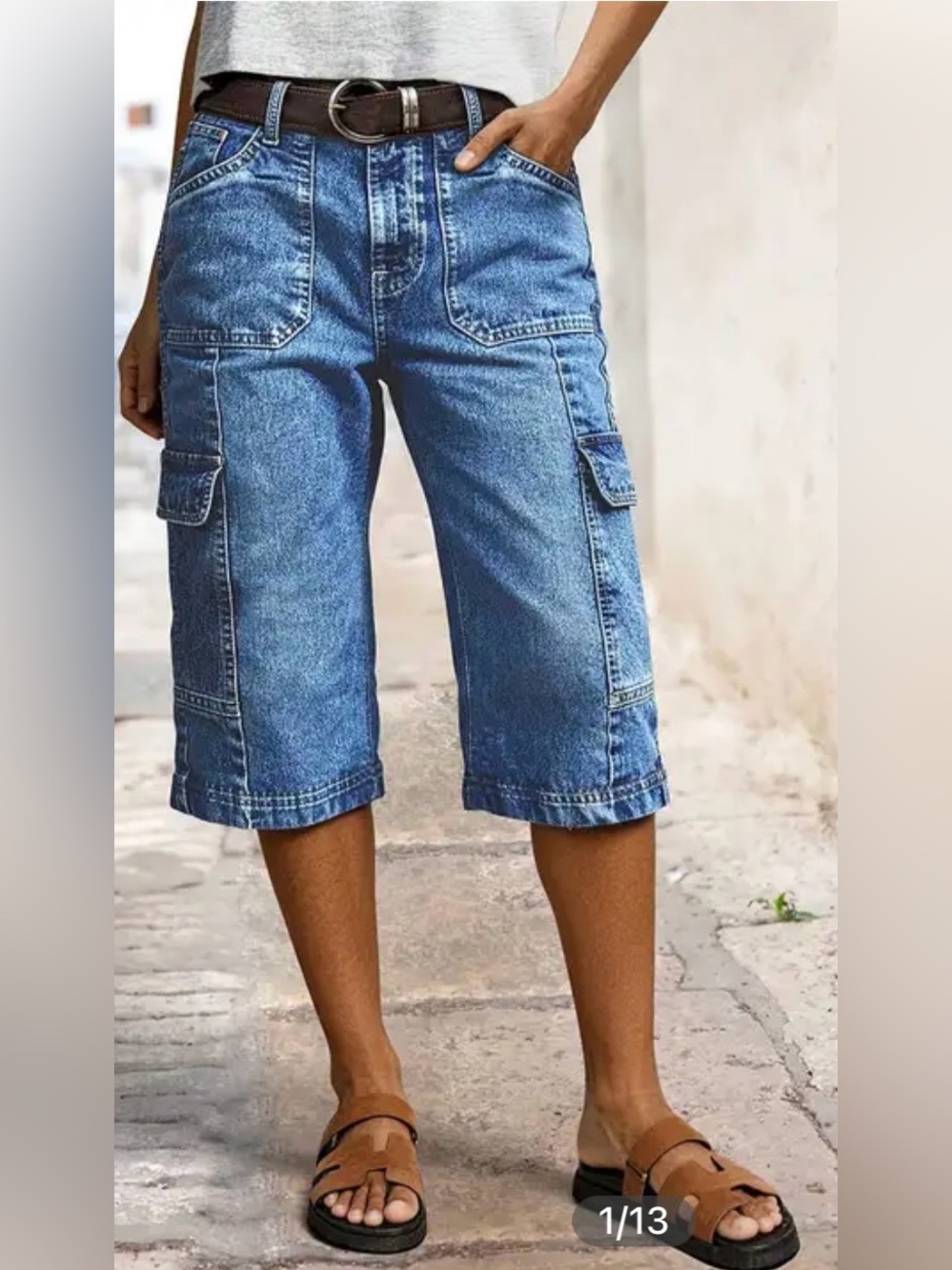 Flamingals Wash Flap Pocket High Waist Straight Leg Capri Jeans